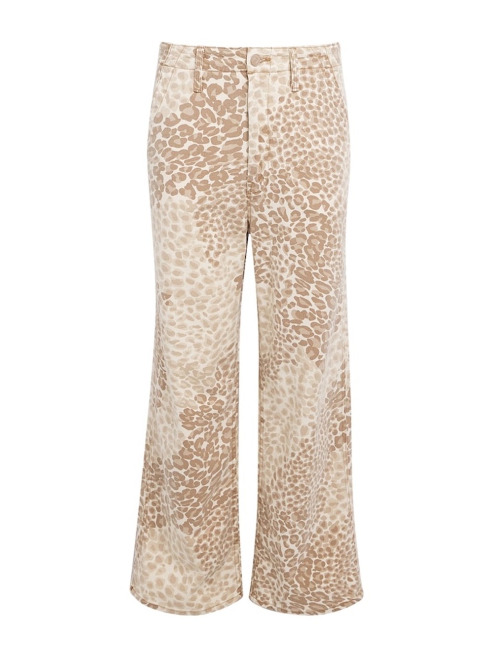MOTHER Beige Leopard-Print Wide-Leg Jeans -The Major Ankle Jean